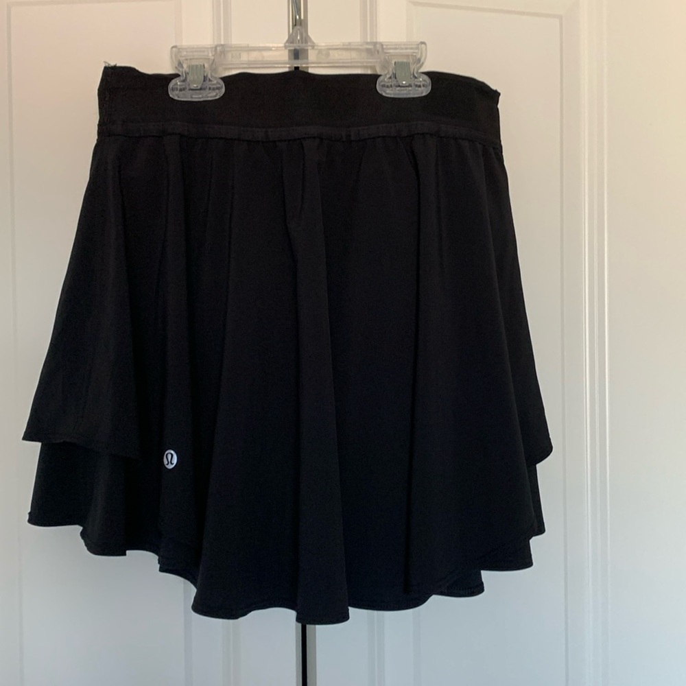 Lululemon court revival high-rise skirt in black with built-in shorts